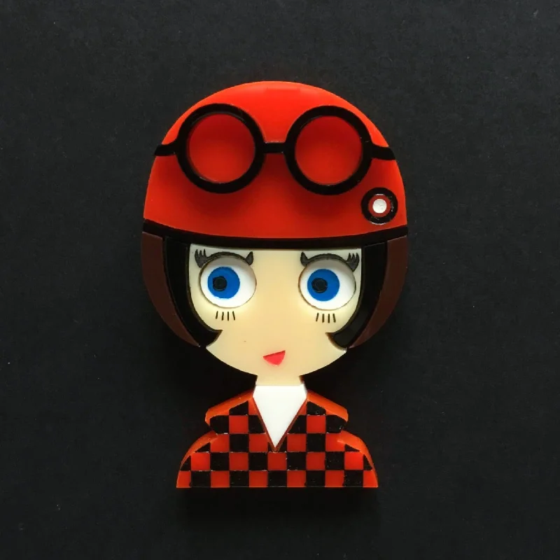 POPPY 2 Acrylic Brooch, Mod with Scooter Helmet