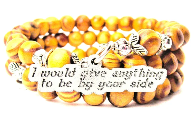 I Would Give Anything To Be By Your Side Natural Wood Wrap Bracelet