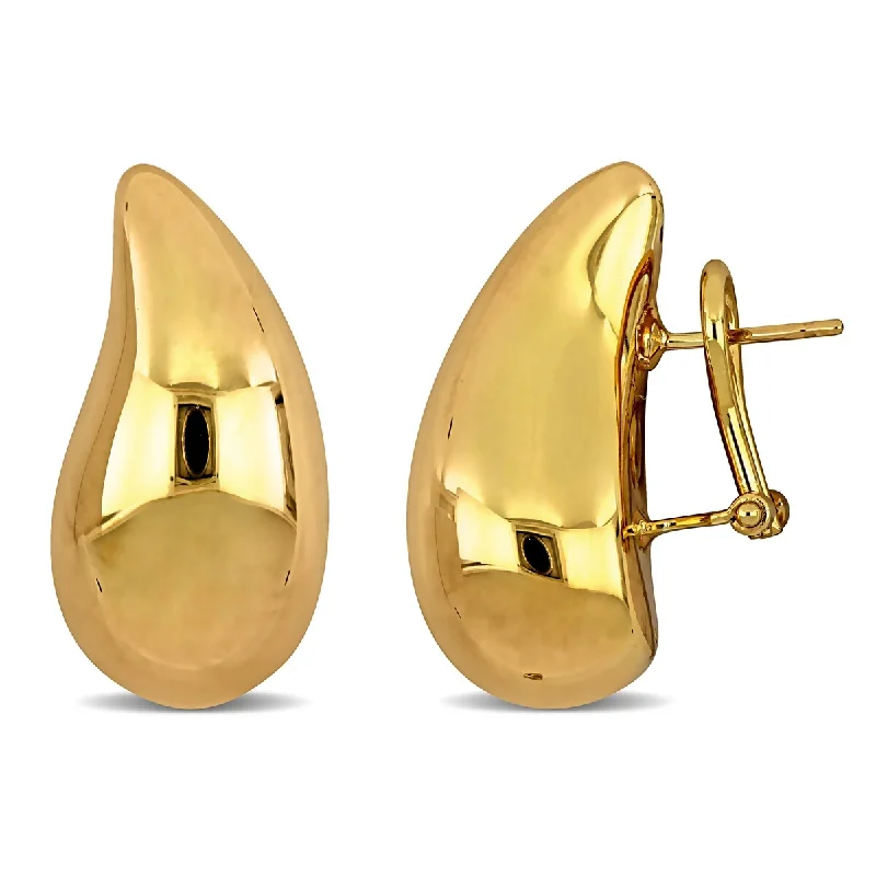 Miadora 14x27mm Teardrop Design Stud Earrings in 14K Yellow Gold