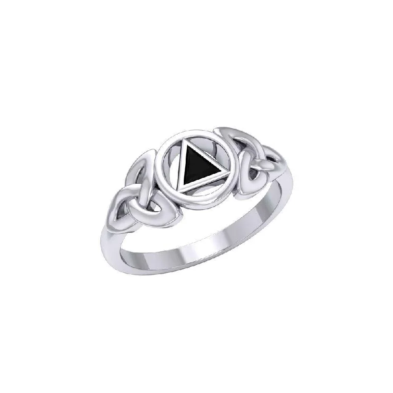 AA Recovery Sterling Silver Ring with Inlay Stone TRI1271