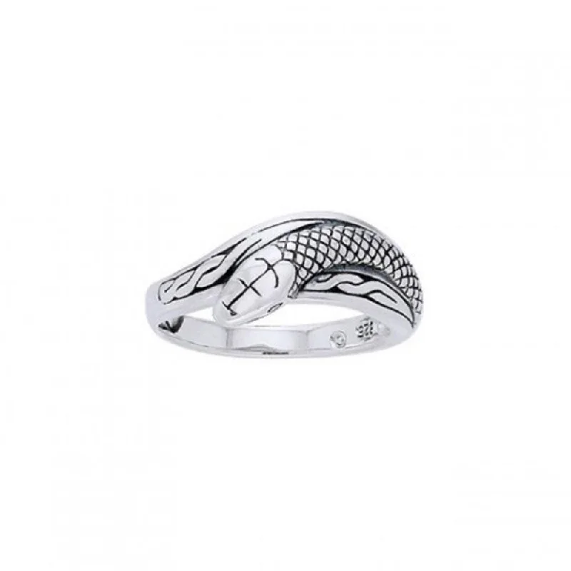 A shed of the beautiful whole ~ Celtic Knotwork Snake Sterling Silver Ring TRI559