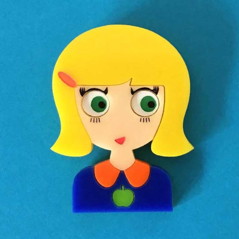 ZOE Acrylic Brooch, A Cute Blonde Girl with Green Eyes 🍏