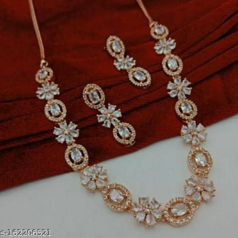 Manisha Jewellery Rose Gold Plated AD Necklace Set