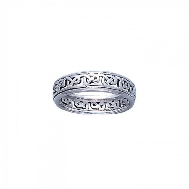 Celtic roots rest in infinity ~ Celtic Knotwork Sterling Silver Ring TR3450