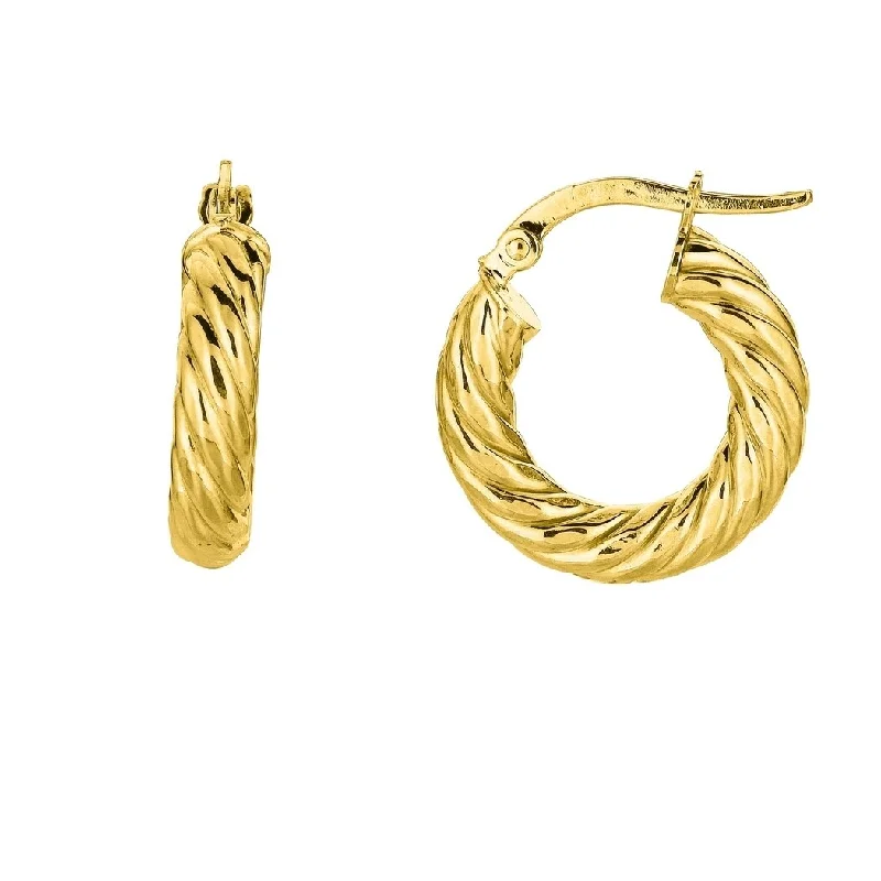 Curata 14k Yellow Gold 18x4mm Small Twists Hoop Earrings