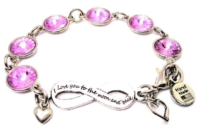 Infinity Symbol I Love You To The Moon And Back Crystal Connector Bracelet