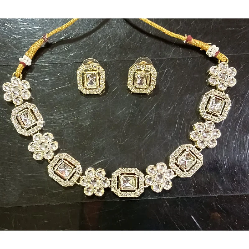 Manisha Jewellery  Gold Plated Crystal Stone Necklace Set