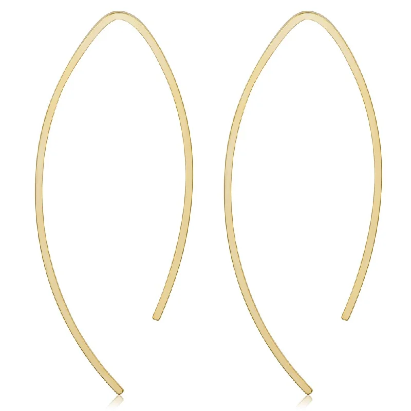 Fremada Italian 14k Yellow Gold Wish Bone Threader Earrings