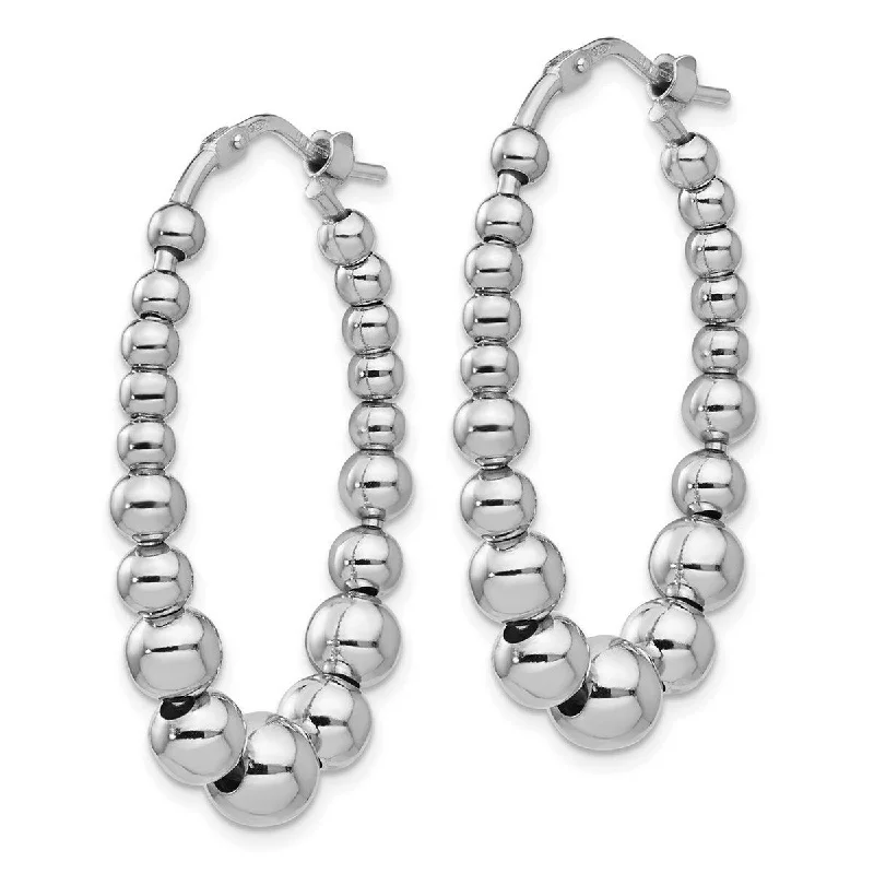 Curata 925 Sterling Silver 36.8x6.09mm Polished Beaded Hoop Earrings