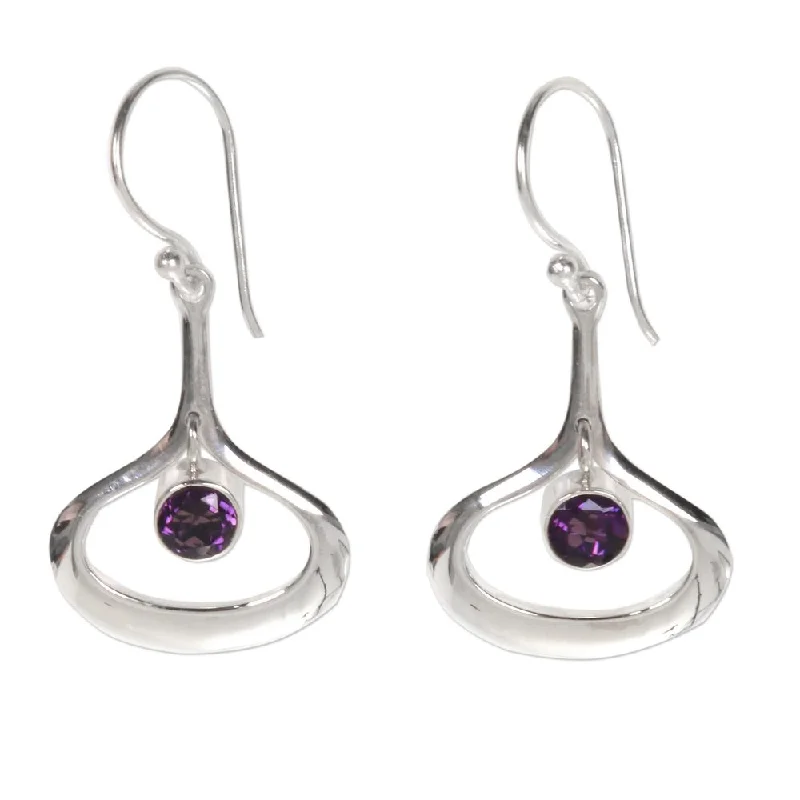 Handmade Minimalist Raindrop Amethyst Earrings (Indonesia) - 1.6*0.8