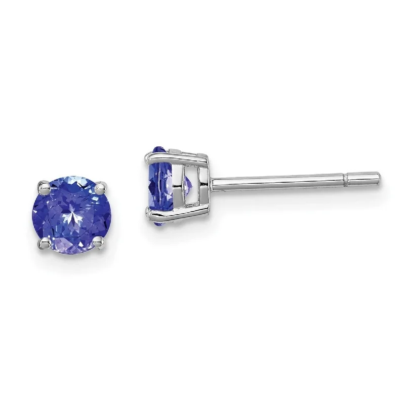 Curata 925 Sterling Silver Polished Round 5mm Tanzanite Stud Post Earrings