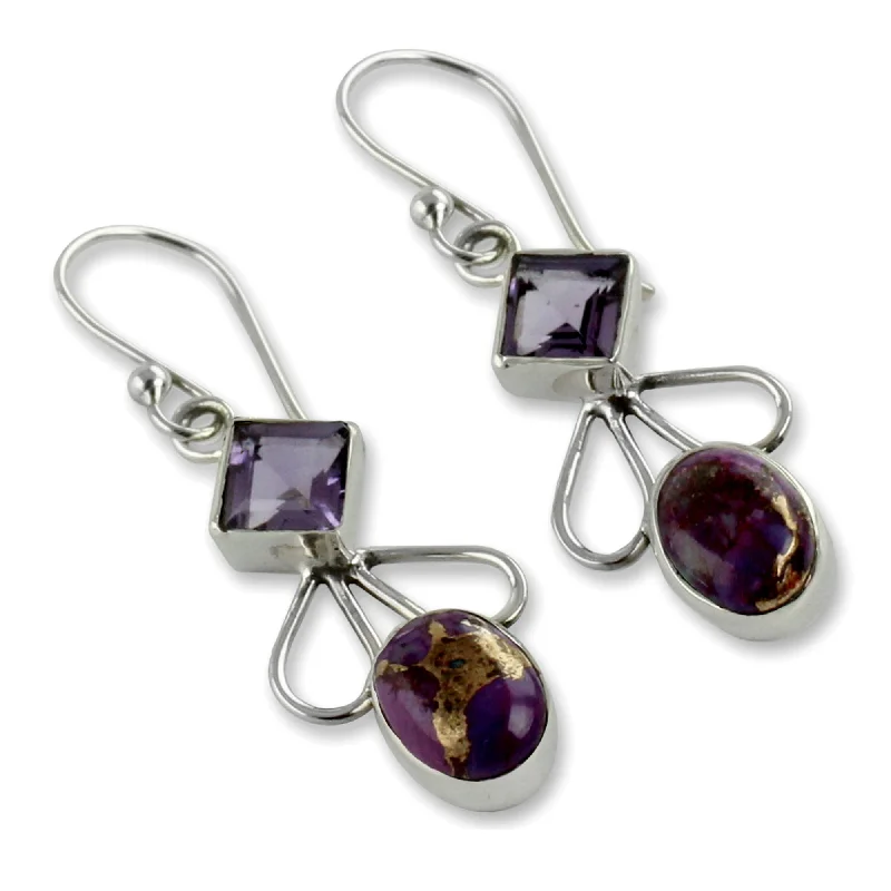 Sterling Silver 'Bollywood Purple' Amethyst Turquoise Earrings