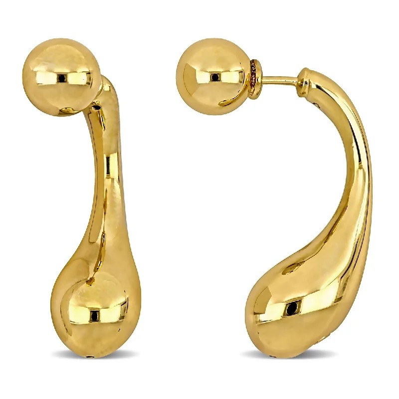 Miadora Reversible Teardrop Design Earrings in 14K Yellow Gold