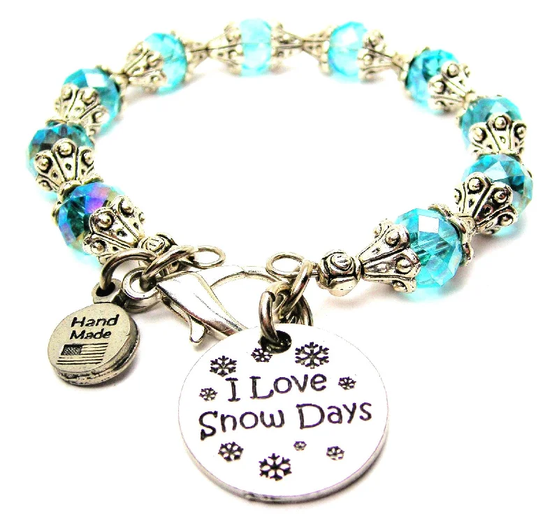 I Love Snow Days Capped Crystal Bracelet