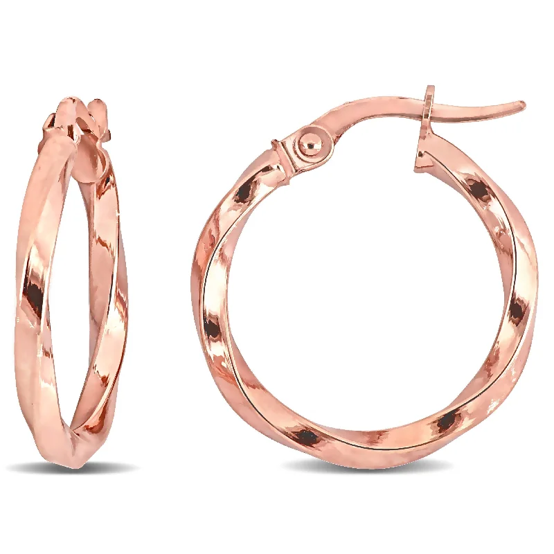 Miadora 10k Rose Gold Twisted Hoop Earrings (19 mm)