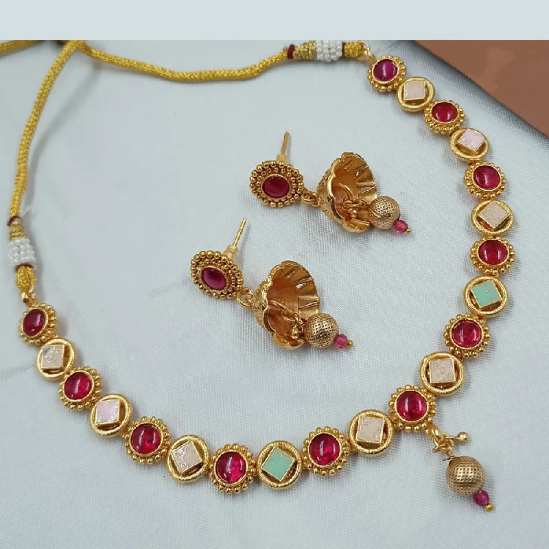 Padmawati Bangles Gold Plated Pota Stone And Meenakari Necklace Set