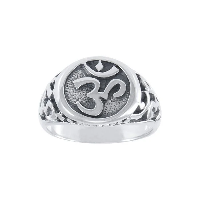 Enliven the sacred sound of OM~ Sterling Silver Large Ring TR1658