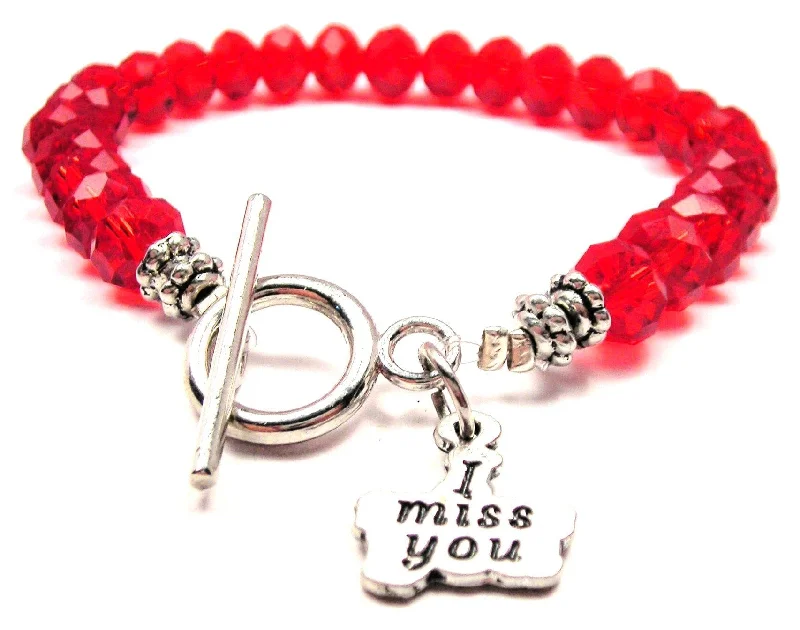 I Miss You Crystal Beaded Toggle Style Bracelet