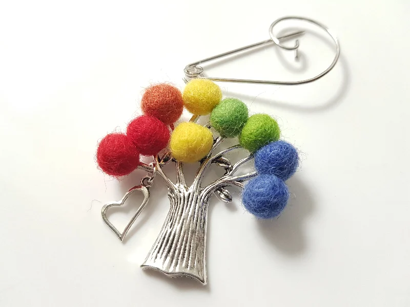 Tree Of Life Brooch Rainbow Love