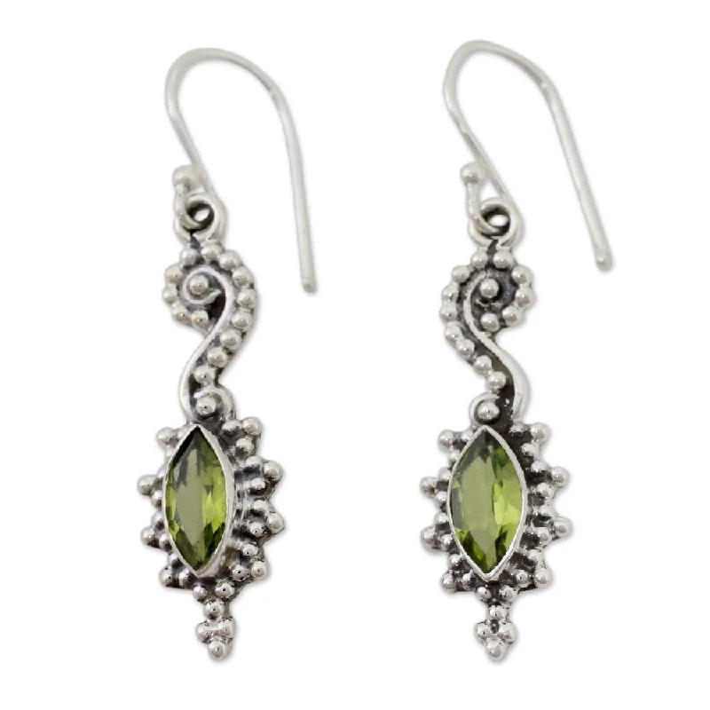 NOVICA Handmade Sea's Mystery Peridot Earrings (India) - 1.9*0.4