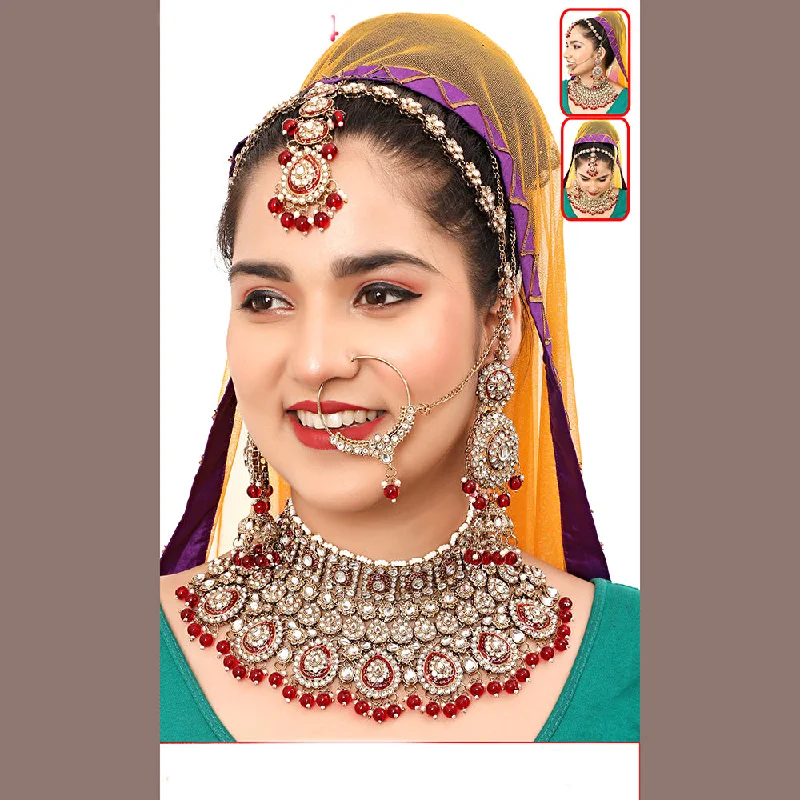 The Fashion Jewels Gold Plated Kundan Semi Bridal Necklace Set