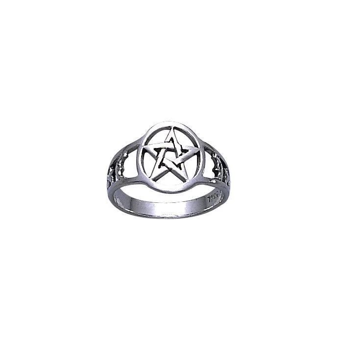 Silver Pentagram Pentacle Ring TR731