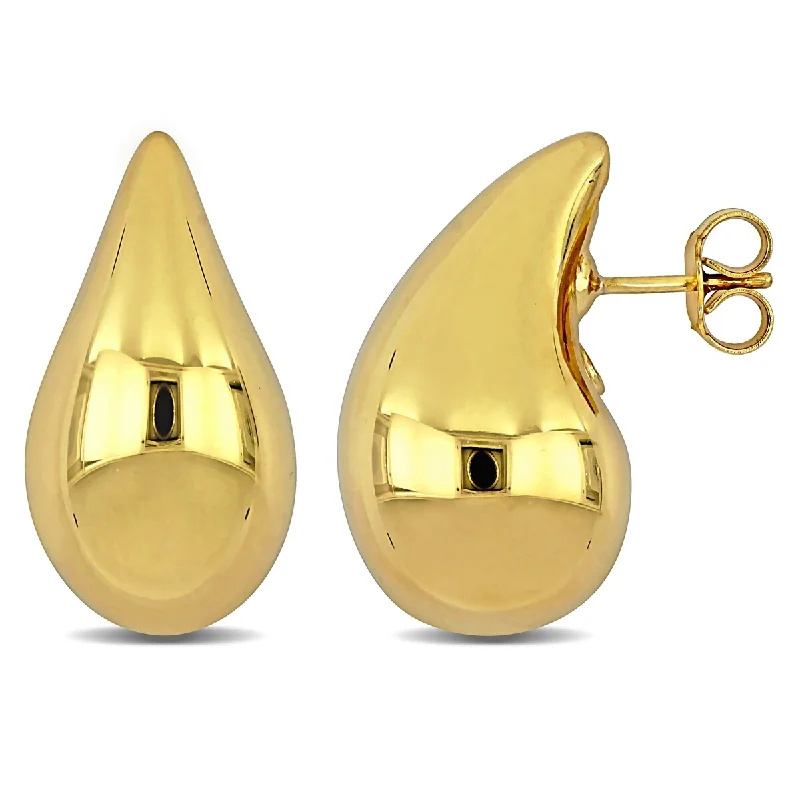 Miadora 26mm Teardrop Design Stud Earrings in 14K Yellow Gold