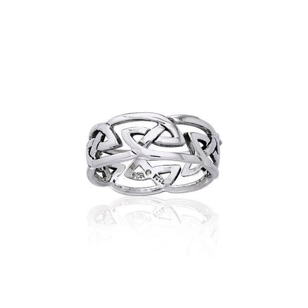 Modern Celtic Silver Ring TRI900