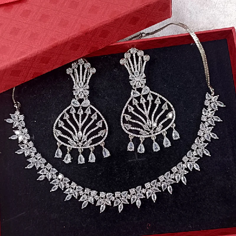 Exotica Collection American Diamond Silver Necklace Set