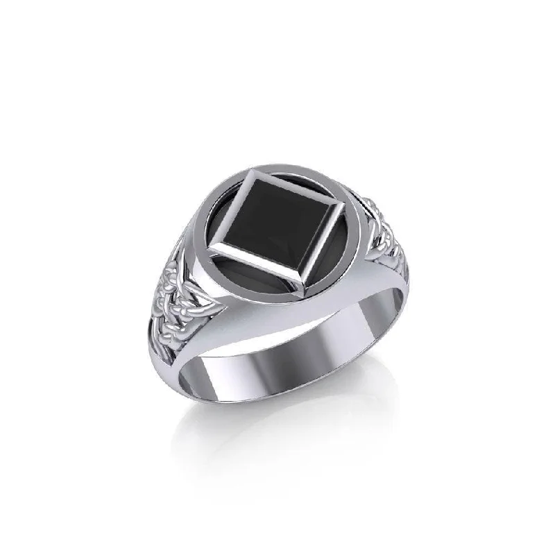 NA Recovery Symbol Sterling Silver Ring with Inlay TRI1287