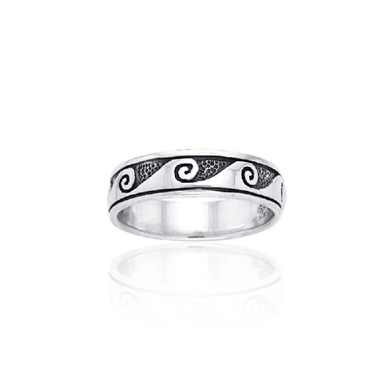 Shallow Surf Waves in the Sea ~ Sterling Silver Jewelry Ring TR553