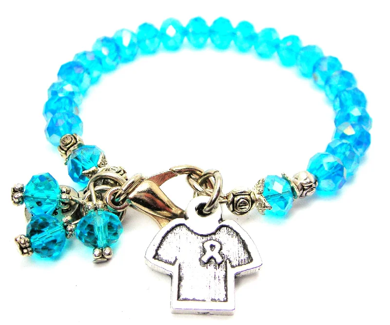 T-Shirt With Awareness Ribbon Splash Of Color Crystal Bracelet