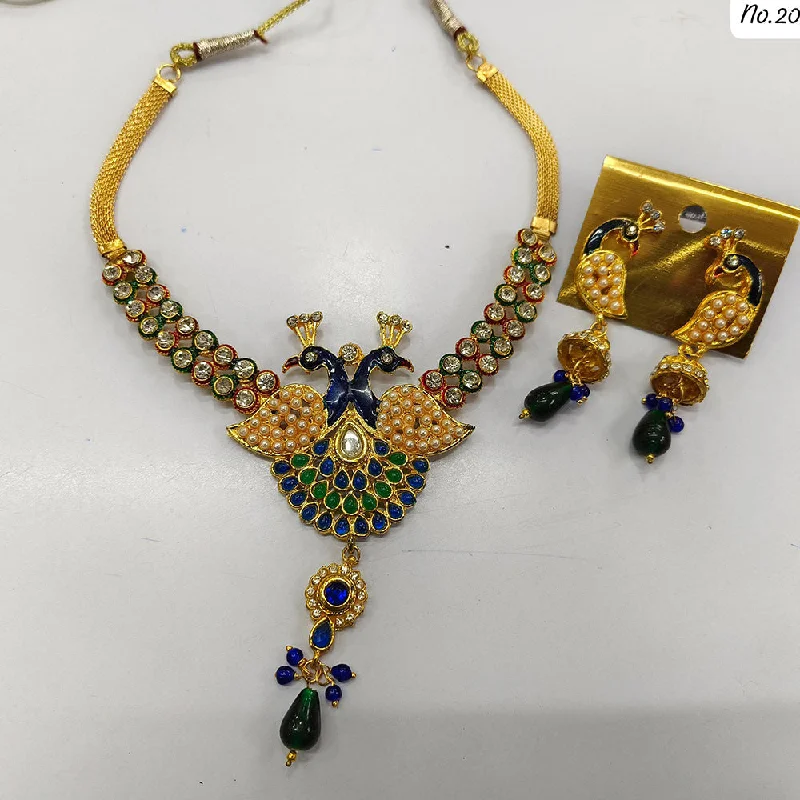 Manisha Jewellery Gold Plated Austrian Stone Peacock Necklace Set