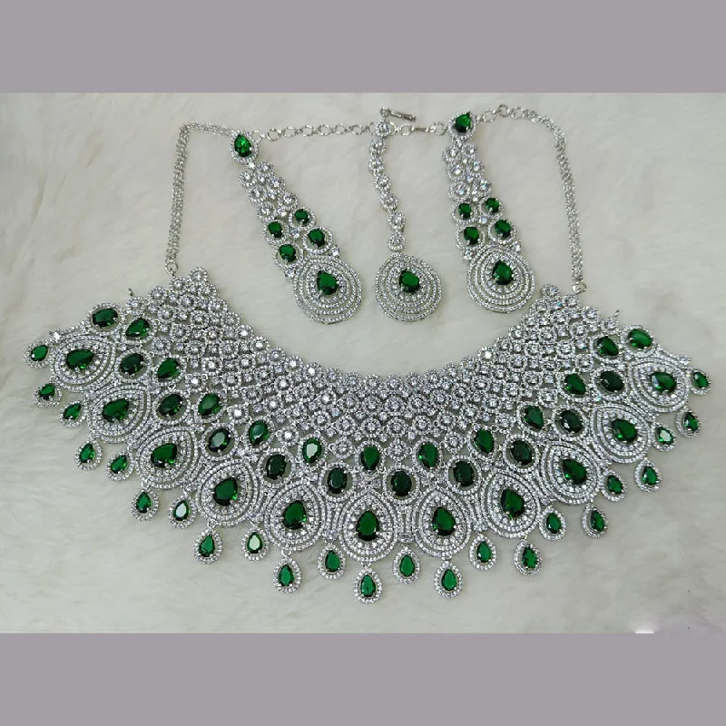 Rani Sati Jewel Silver Plated AD Necklace Set