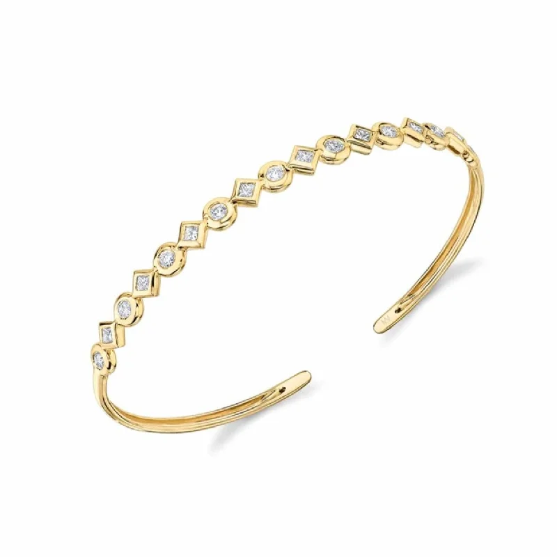 Bezel Mixed Shape Cuff Bracelet