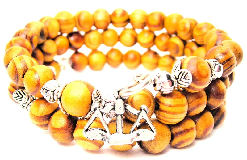 Scale Of Justice Natural Wood Wrap Bracelet