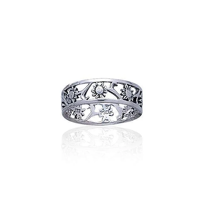 Silver Filligree Flower Ring TR222