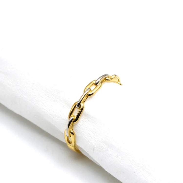 Real Gold 2 Color Cable Twisted Unisex Ring 1090 (SIZE 9) R2270