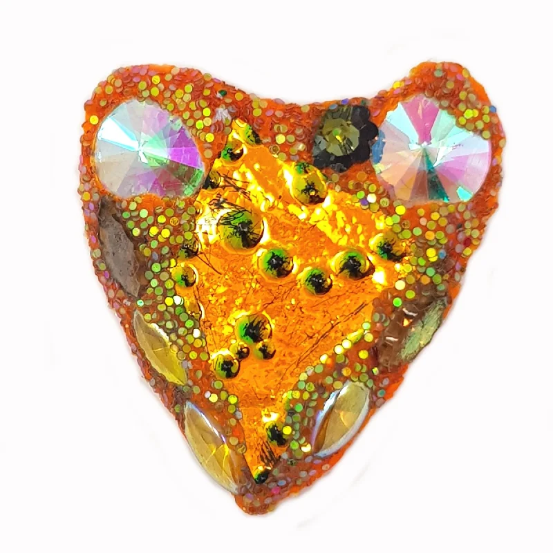 PALE ORANGE DIMPLE HEART BROOCH