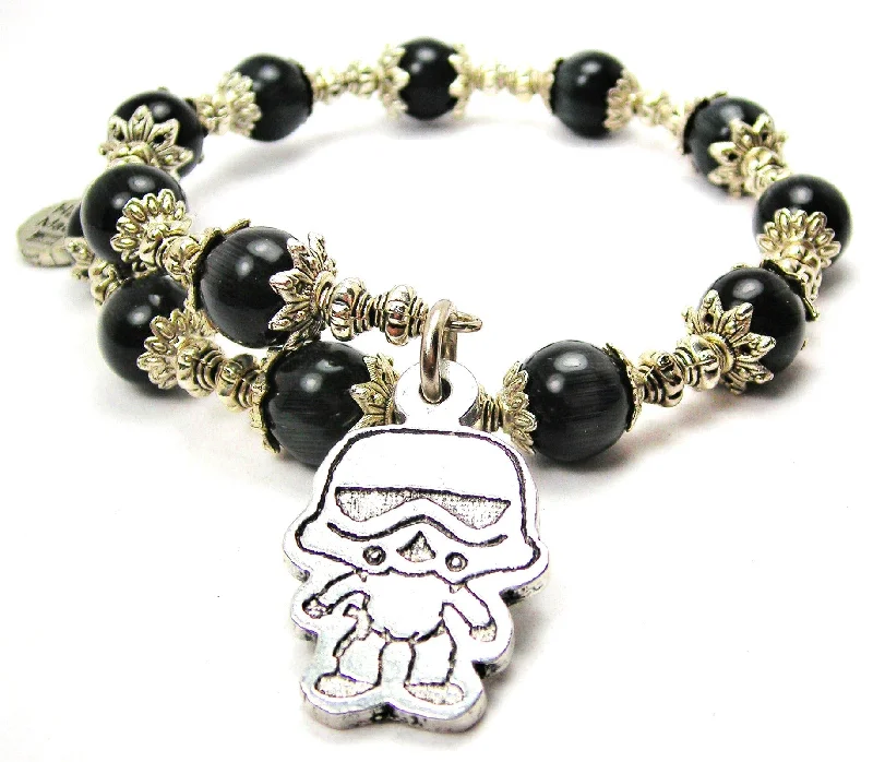 Stormtrooper Cat's Eye Beaded Wrap Bracelet