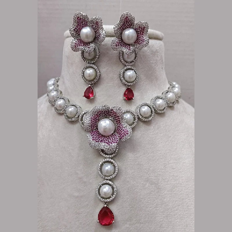 Exotica Collection American Diamond Nano Ruby Necklace Set