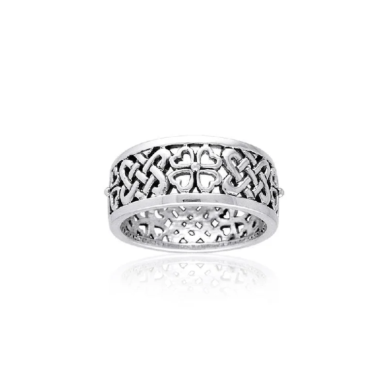 Celtic Knots Irish Shamrock Sterling Silver Ring TRI001