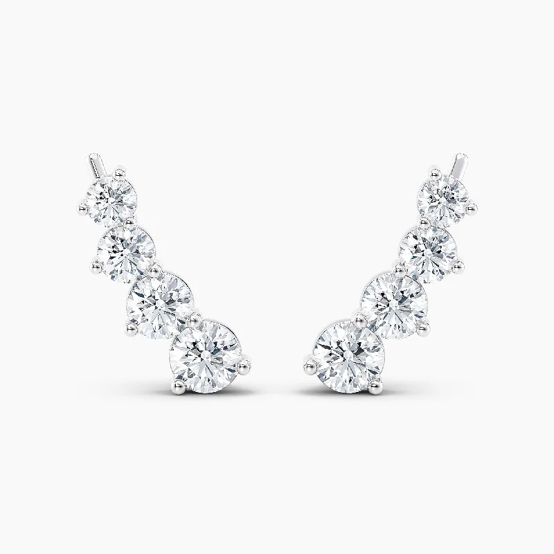 Auriya 1 1/2ctw Round Lab Grown Diamond Climber Earrings 14-karat Gold (E-F, VS1-VS2)