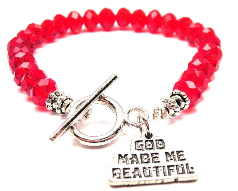 God Made Me Beautiful Crystal Beaded Toggle Style Bracelet