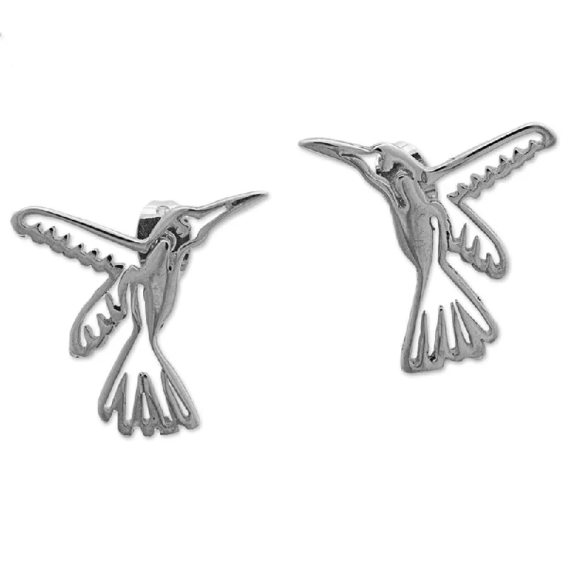 Sterling Silver 'Pair of Hummingbirds' Earrings