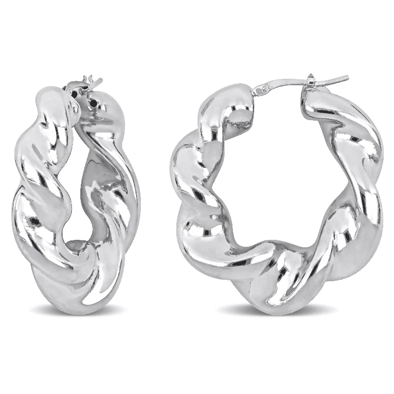 Miadora Sterling Silver Hoop Earrings