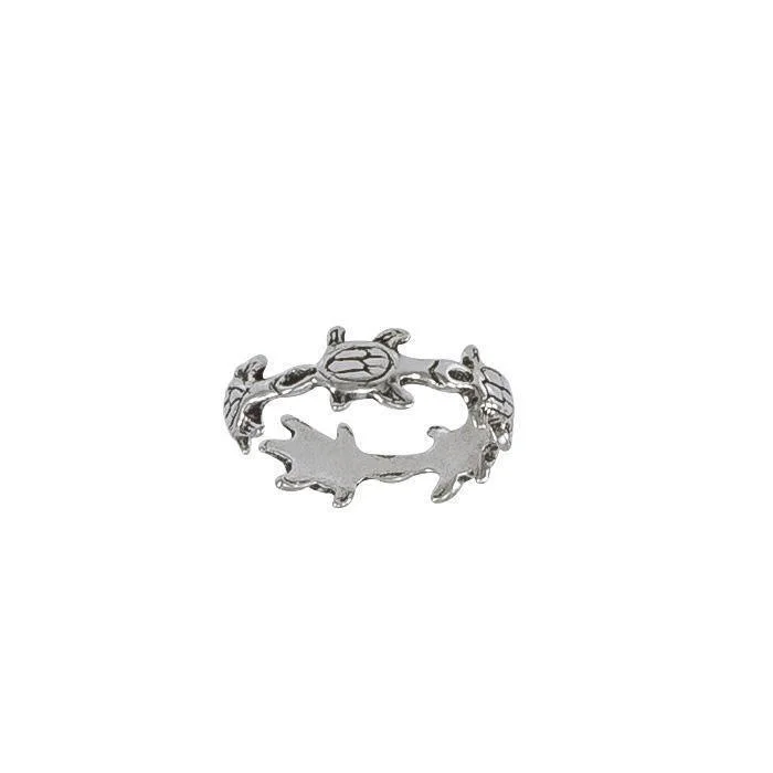 Bale of Sea Turtles Sterling Silver Toe Ring TR1470