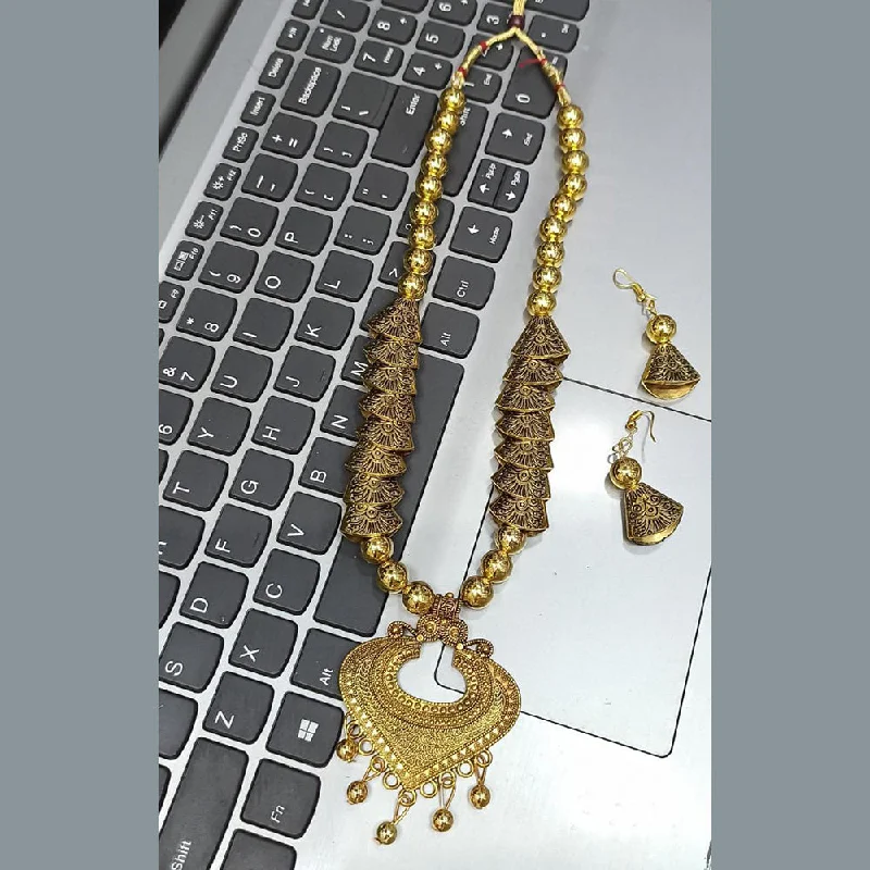 Pooja Bangles Gold Plated Long Necklace Set