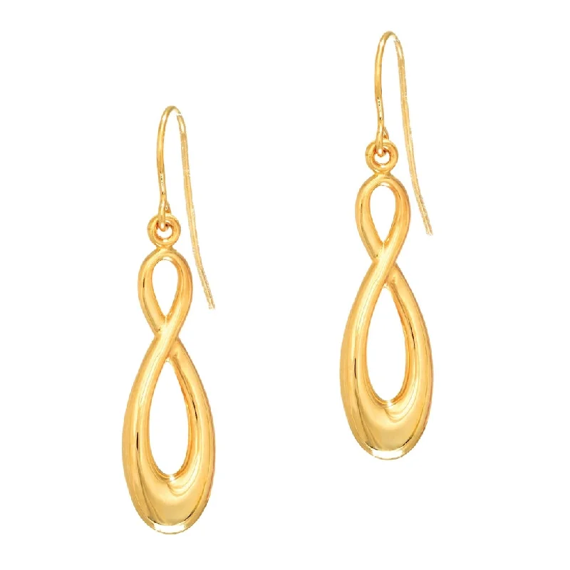 Curata 14k Yellow Gold 7.9x35.0 Shiny Long Infinity Drop Earrings With J Hook