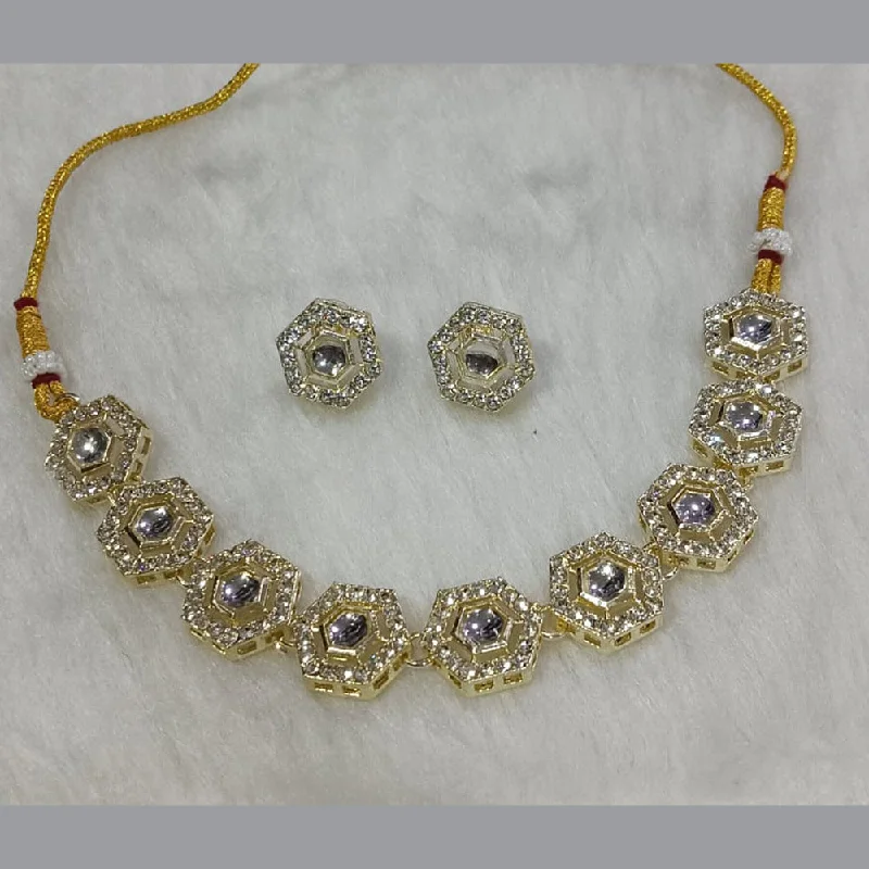 Manisha Jewellery  Gold Plated Crystal Stone Necklace Set